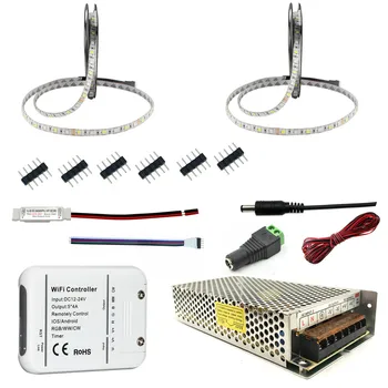 DC12V 5M 10M 15M 20M Wi-fi LED Strip světlo SMD 5050 RGB, RGBW RGBWW LED Pásky RGB Strip Transformer +Smart WiFi controller Full Kit