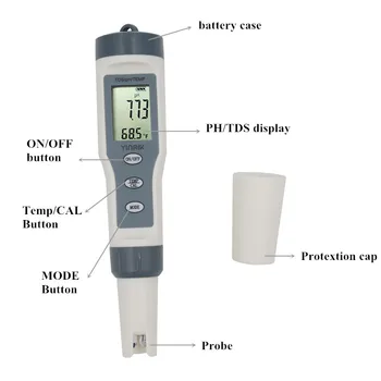 Digitální TDS PH Metr pero Teplota Tester 3 In1 Funkce Vodivost Vody Měření Kvality Nástroj, Tester 0-19990ppm 20%sleva