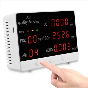 Digitální Vnitřní/Venkovní CO/HCHO/TVOC Tester AQI CO2 Měřič Kvality Ovzduší Monitor Multifunkční Detektor Plynu pro Domácnosti Analyzer