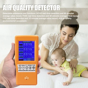 Digitální Vnitřní/Venkovní HCHO/TVOC Tester CO2 Měřič Kvality Ovzduší Monitor Multifunkční Detektor Plynů Analyzer