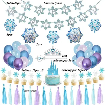 Disney Elsa Anna sněhové Vločky narozeniny dekorace dívka prospěch diy papír banner dort topper dekor příslušenství narozeniny dodávky sada