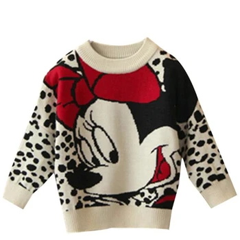 Disney Módní Podzimní Zimní Kreslený Mickey Minnie Svetr dětské Oblečení Top Pletený Svetr O-Krk Děti Baby Girls Oblečení