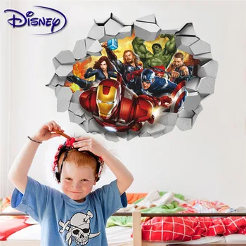 Disney Nálepka Avengers Marvel Animace Wall Breaker 3D Nálepka Stereo Efekt dětský Pokoj Samolepka