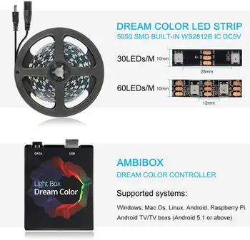 DIY Ambi Light Dream Barva Dackground Osvětlení Kit PC Sen Obrazovky USB LED Pás HD Monitoru Počítače PC Obrazovky Podsvícení Strip