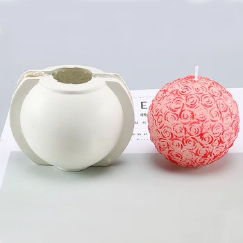DIY Aromaterapeutická Svíčka Formy Růže Květ Míč Domácí Řemeslné Formy Silikonové Svíčka Formy