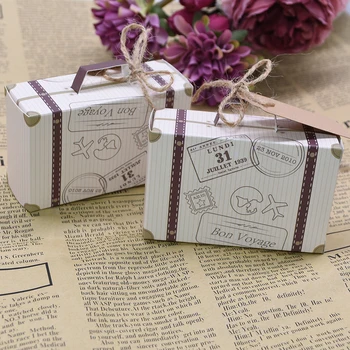 DIY Candy Box Papír Svatební Laskavosti Cestovní Papírové Dárkové Obaly, Krabice s rukojetí Lano tagy Narozeniny Baby Sprcha Strany Dodavatele