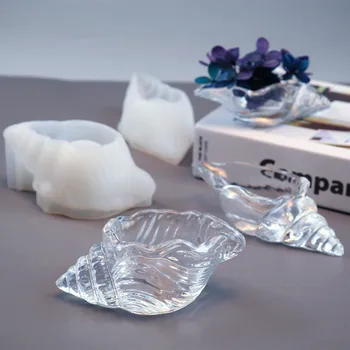 DIY Conch Shell Pryskyřice Epoxidové Formy Zrcadlo trojrozměrné Ulita Make-up Vajíčko Skladování Shell Mořského Silikonové Formy
