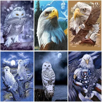 DIY Eagle 5D Diamond Obraz Plný Náměstí Vrtačka Zvířat Diamont Výšivky Cross Stitch Mozaika Pták Home Dekor Wall Art Dárek
