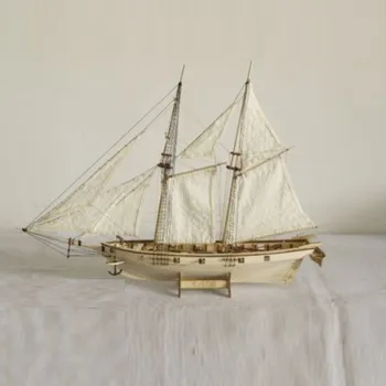 DIY Měřítku 1:100 Miniatura Malé Dřevěné Plachetnice Loď Soupravy Domů Model Dekorace Loď, Puzzle, Hračky Dárek Pro Děti