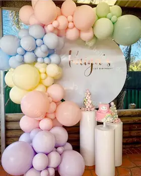 DIY Pastelové Balón Multicolor Garland Arch Macaron Duha Svatba, Narozeniny, Party, Baby Sprcha Balón, Pozadí, Dekorace