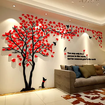 DIY Pár tree 3d akryl samolepky na zeď obývací pokoj pohovka, TV pozadí stěny vnitřní místnosti teplo dekorace domova