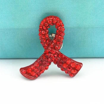Do Červené Stužky, Brože Pro Světový Den AIDS Kamínky Stříbrné Barvě Slitiny Zinku Muži Ženy Brož Kolíky Mezinárodní Symbol HIV