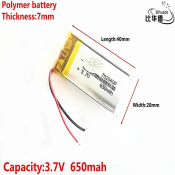 Dobrá Qulity Litr energie baterie 3.7 V,650mAH 702040 Polymer lithium-ion / Li-ion baterie pro tablet pc BANKA,GPS,mp3,mp4