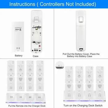 Dobíjecí Nabíječka 2/4 +2/4Pack Baterie pro Wii Remote Controller Zásadní pro herní nadšence, Nabíječka