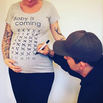 Dollplus Ženy Těhotenské Oblečení, Těhotné Krátké Tričko Dítě Je Na Cestě Tisk Vtipné Topy Tričko Letní Oblečení Těhotenství
