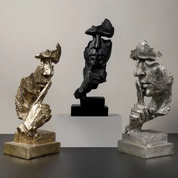 Domácí Dekorace Figurky Abstraktní Měď Bronzová Socha Ticho Je Zlaté Sochy Model, Obývací Pokoj Dekorace Ozdoby Řemesla