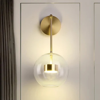 Domácí nástěnné svítidlo Obývací Pokoj Světlo Kulaté Skleněné lampy Kovové Světlo LED noční nástěnné svítidlo Zlaté Nástěnné Svítidlo Настенный светильник