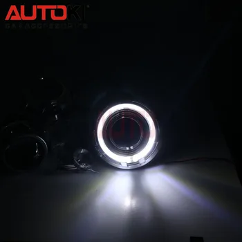Doprava zdarma Car Styling Automobilů 3,0 palce Q5 Kioto LED Angel Eyes Bixenon Čočky HID Projektor Světlomet Lampa Sada LHD RHD