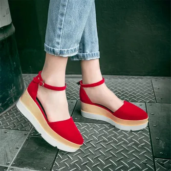 DORATASIA Značky Design velké velikosti 32-43 ploché platformy kotník popruh boty žena neformální večírek retro letní sandály černá červená