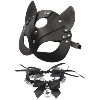 Dospělý Sex Produktů, SM, Sex Hračky, bdsm Ženy Kožené Oční Maska a Límec Catwoman Cosplay Maska pro Dospělé Hry Maškarní Párty Maska na Obličej