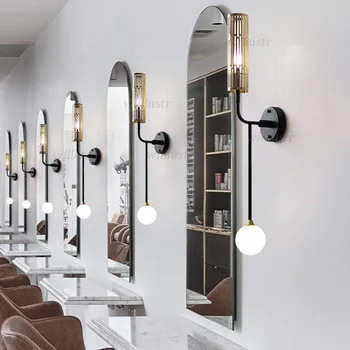 Double Hlavy LED nástěnného Svícnu Nordic Iron Sklo Lampy Hotel Bar Restaurace Uličky Koupelna Noční Světlo Luxusní Originální Osvětlení