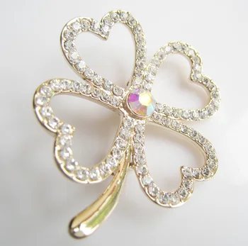 Drahokamu 4-leaf clover brož/Vysoce kvalitní módní drahokamu šperky brož/Hedvábí šátek/šál šperky
