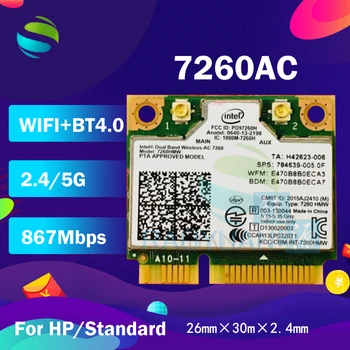 Dual Band Wireless-AC7260 7260HMW 7260AC 7260HMWAC half Mini PCI-e BT4.0 Bezdrátová Karta HP EliteBook 820 840 850 860