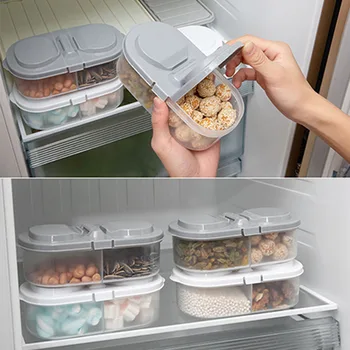 Dvojité Mřížky Mrazáku Úložný Box Stohovatelné Plastové Zásobníky Lednička Úložný Box Pro Skladování Potravin Kontejnery S Víkem Na Skladování