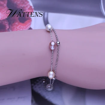 Dvoulůžkový přírodní sladkovodní pearl náramek pro ženy bílá růžová fialová perlový náramek populární párty doplňky velkoobchod dárek nové