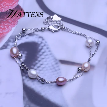 Dvoulůžkový přírodní sladkovodní pearl náramek pro ženy bílá růžová fialová perlový náramek populární párty doplňky velkoobchod dárek nové