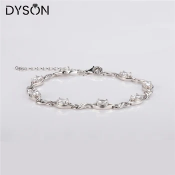 Dyson 925 Sterling Silver Infinity Náramek Pro Ženy, Láska, Věčnost Jasné Kubické Zirkony Výročí Dárky Delikátní Jemné Šperky