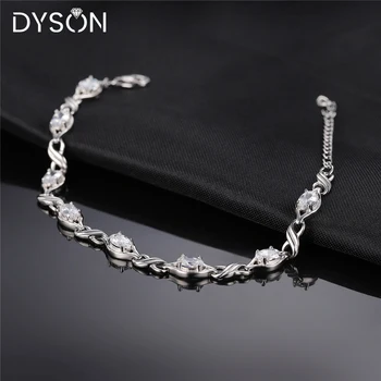 Dyson 925 Sterling Silver Infinity Náramek Pro Ženy, Láska, Věčnost Jasné Kubické Zirkony Výročí Dárky Delikátní Jemné Šperky