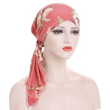 Dámské muslimské tisk vnitřní hidžáb szp Rakoviny Chemoterapii turban klobouk, bavlna turban szp pokrývky hlavy arabských zabalte hlavu šátek vlasy příslušenství