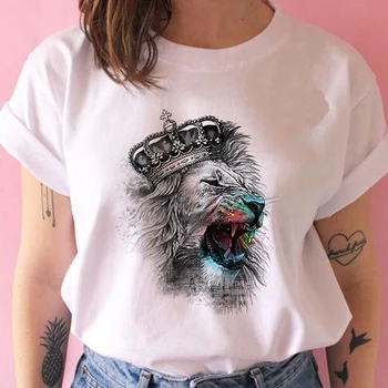 Dámské tričko Lví Král Cartoon Módní Tisk Top Ladies Ležérní Harajuku Grafické T košile Krátký Rukáv Tričko Kawaii Unisex