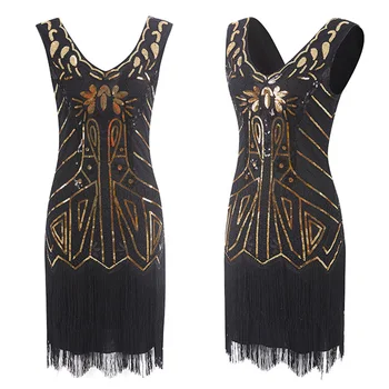 Dámské Vintage 1920 Flitry Plně Lemované Deco Inspiroval kostým Řvoucí 20s Velký Gatsby Šaty Vestidos DT1303