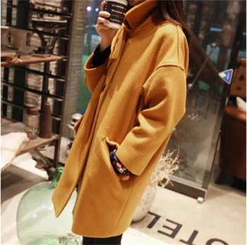 Dámský kabát podzimní a zimní módní plus velikosti dámské klopě dlouhý kabát vlněný kabát dámský kabát