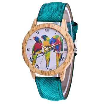 Dámy Quartz Náramkové hodinky relogio feminino Přírody Dřevěných Tři Pták Kreativní Dámské Hodinky Vojenské Sportovní Hodinky Ženy 533