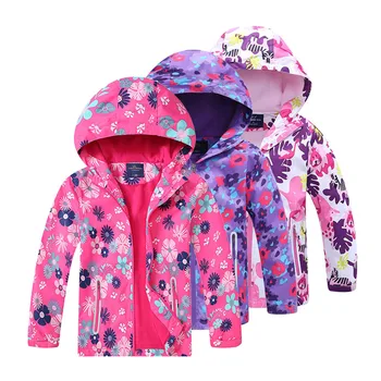 Dívky Nepromokavá Bunda dětské Květina Fleece Oblečení 2020 Zimní dívčí Kabát Svrchní oblečení Děti Polar Fleece odolný proti Větru 3-12T
