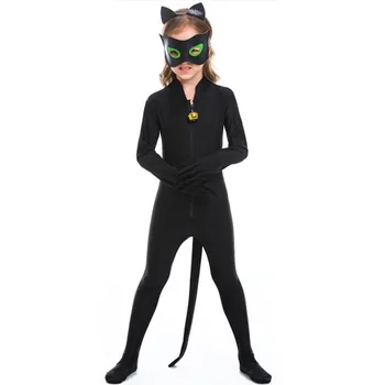 Dívky Černá Kočka Zvířat Cosplay Děti, Děti, Halloween, Kočičí žena Kostýmy Purim Karneval Maškarní průvod Roli Hrát Party Šaty