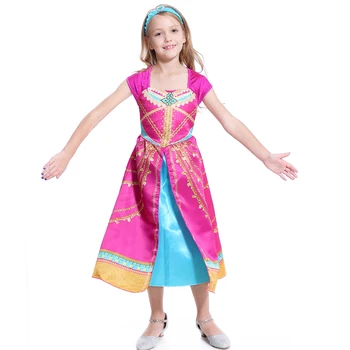 Dívky Šaty Aladdin Kostým Jasmine Šaty Růžové Fuchsie Oblečení Pro Děti, Ženy Aladdin lampy jasmine cosplay Kostým jasmine Paruky