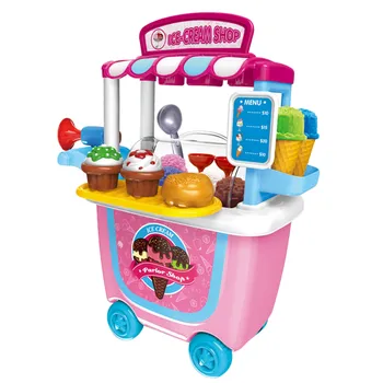Děti Kawaii Mini Prádelník kuchyně, Grilování, zmrzlina Shop, Zmrzlina Vozík Potraviny Supermarket Nákupní Vozík Předstírat, Hrát Hračky
