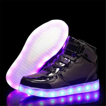 Děti Ležérní boty Módní Lehké Tenisky USB LED Světelný Osvětlené Boty Děti Chlapci Dívky Byty Sportovní boty 019