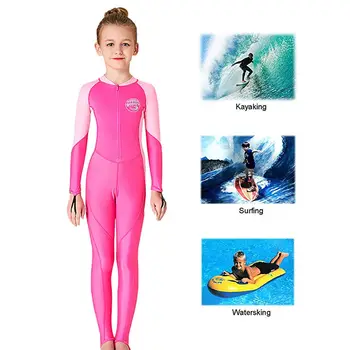 Děti Neopren Dívka Patchwork Dlouhý Rukáv sluneční clona s UV Ochranou jednodílné Plavky Potápění Oblek Plavky, Dětské Plavky Nové