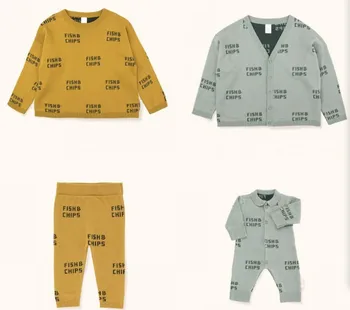 Děti Oblečení Set 2019 zimní TC dívky chlapci pletený svetr kalhoty dětská kombinéza děti ryby čipy svetr