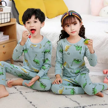Děti Pyžama Dětské Oblečení Set Děti Dinosaurus Karikatura Oblečení Na Spaní Podzim Bavlněné Noční Prádlo Chlapci Dívky Zvířat Pyžamo, Pyžama Nastavit