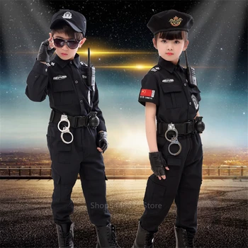 Děti Speciální Dopravní Policie, Halloween, Karneval, Párty Výkon Policisté Uniformy Děti Armádu Chlapce Cosplay Kostýmy 110-160CM
