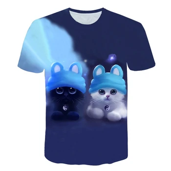 Děti v létě kolem krku krátký rukáv T-shirt dítě kreativní 3D cute cat T-shirt stylové chlapci a dívky ležérní sportovní tričko