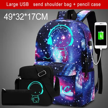 Děti školní tašky chlapci dívky Anime Světelný školní batoh vodotěsné děti školní taška USB Nabíjecí Port a Zámek Školní Tašku
