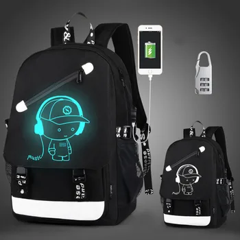 Děti školní tašky chlapci dívky Anime Světelný školní batoh vodotěsné děti školní taška USB Nabíjecí Port a Zámek Školní Tašku