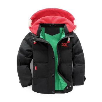 Dětská péřová Bunda 4-10T Let, zimní dětské oblečení chlapci neformální teplá bunda s kapucí pro chlapce solidní chlapci teplé kabáty